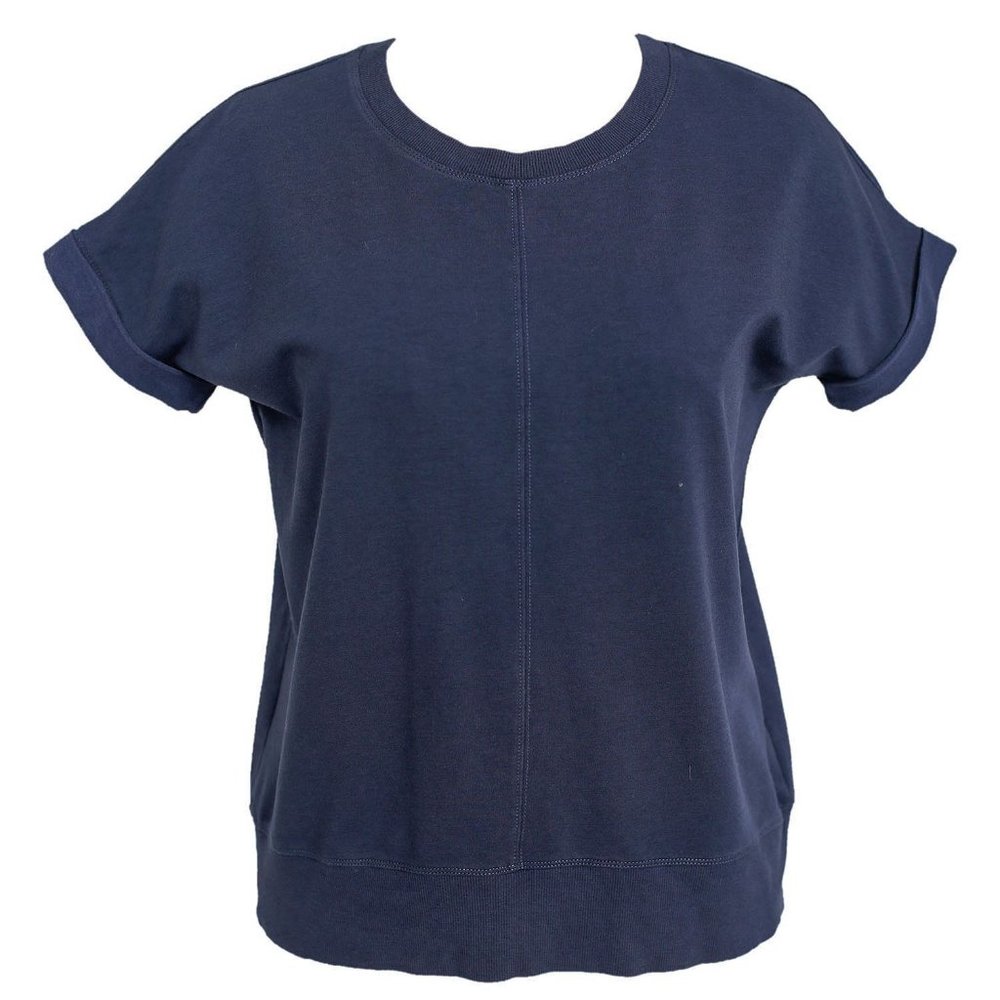 NWT Green Tea   Enzyme Wash Casual Short Sleeve Top Blue Women's Size - Small